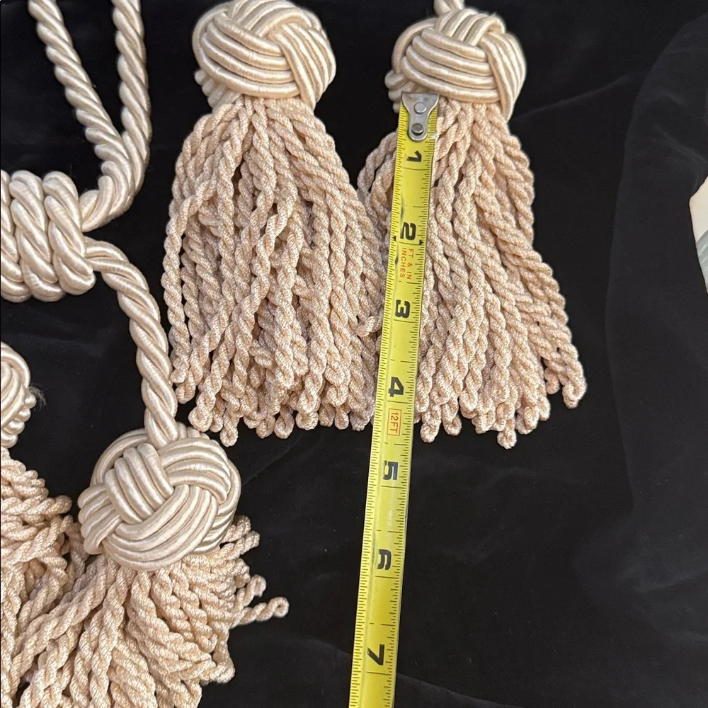 Elegant Cream Rope Tassels Rayon Curtain Drapery Tie Backs 4 Total ivory color